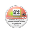 A nicotine pouch can  of Juice Head Watermelon Strawberry Mint nicotine pouches, featuring a colorful label with pink, orange, and green swirls, a prominent Juice Head logo, 21+ and a nicotine warning label on a white background.
